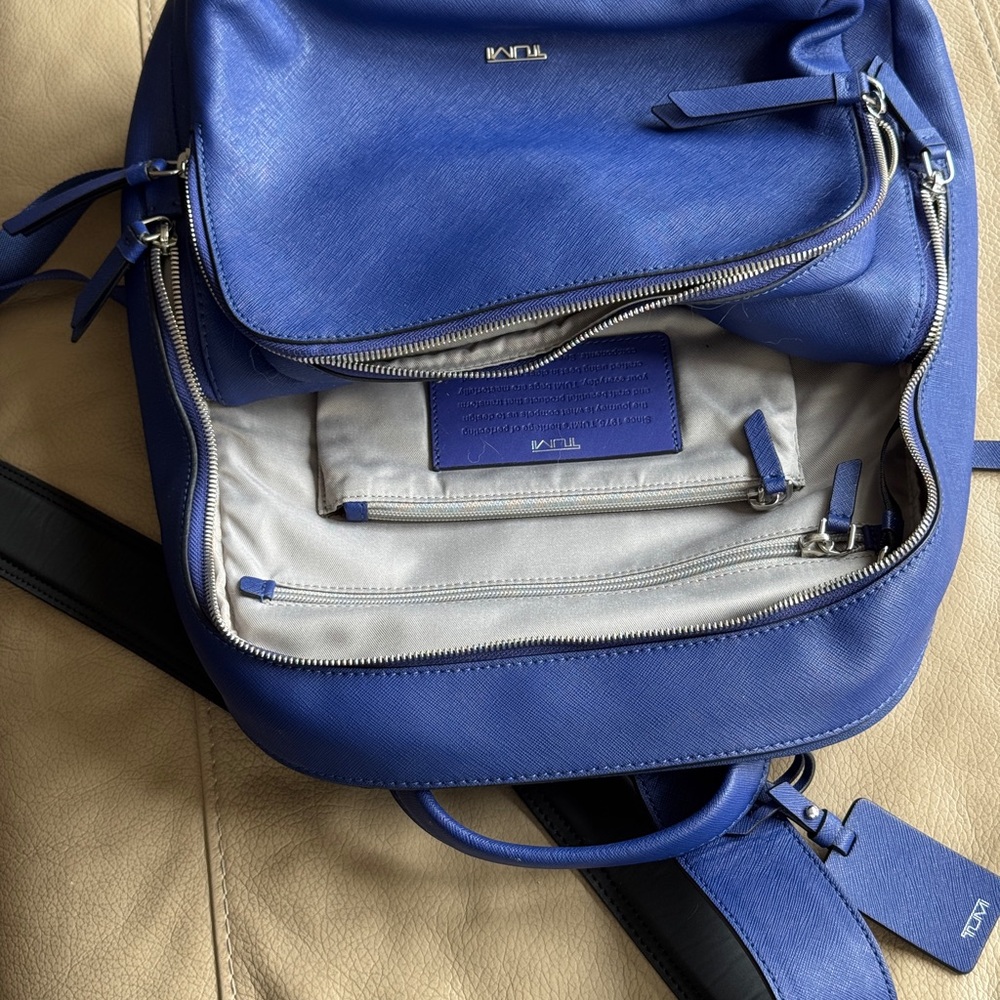 Tumi cobalt Blue Hudson Leather Backpack